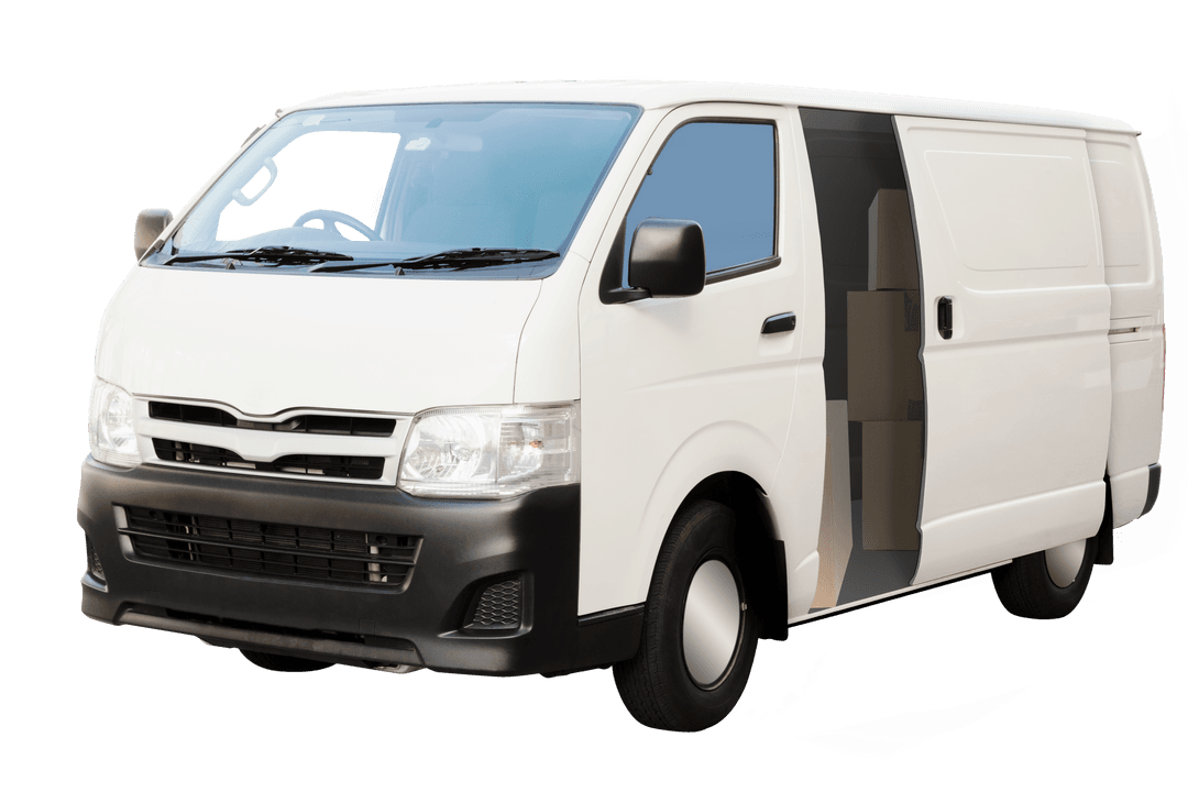 White Commercial Van on Transparent Background for Delivery