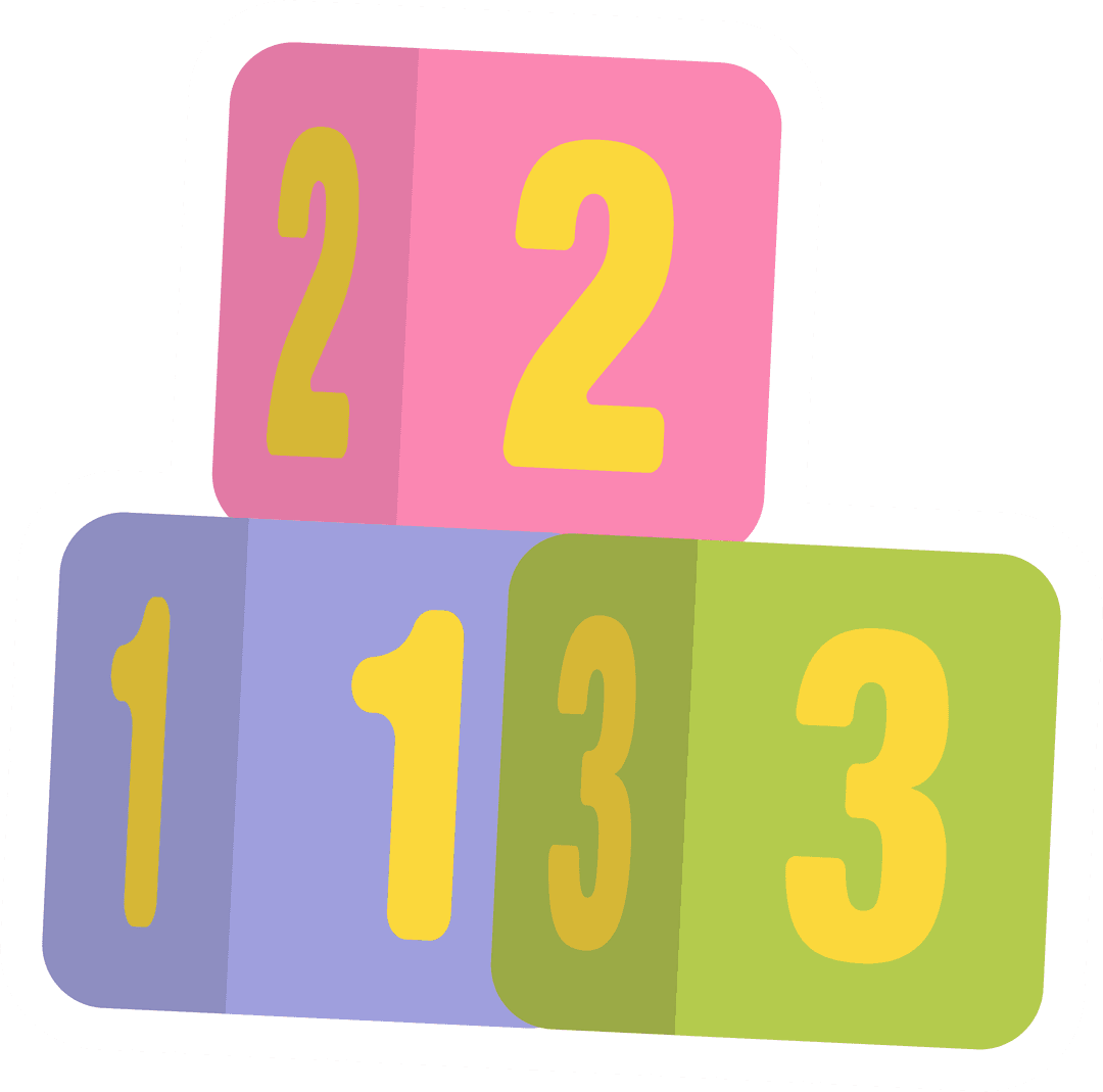 Playful Counting Blocks on Transparent Background for Kids' Education