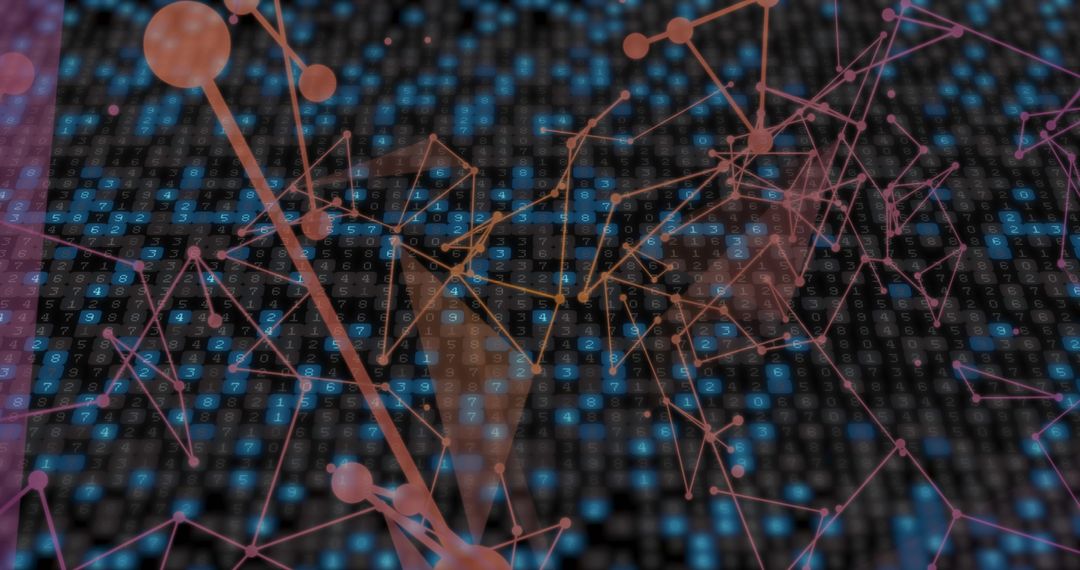 Futuristic Digital Network Overlaying Binary Code
