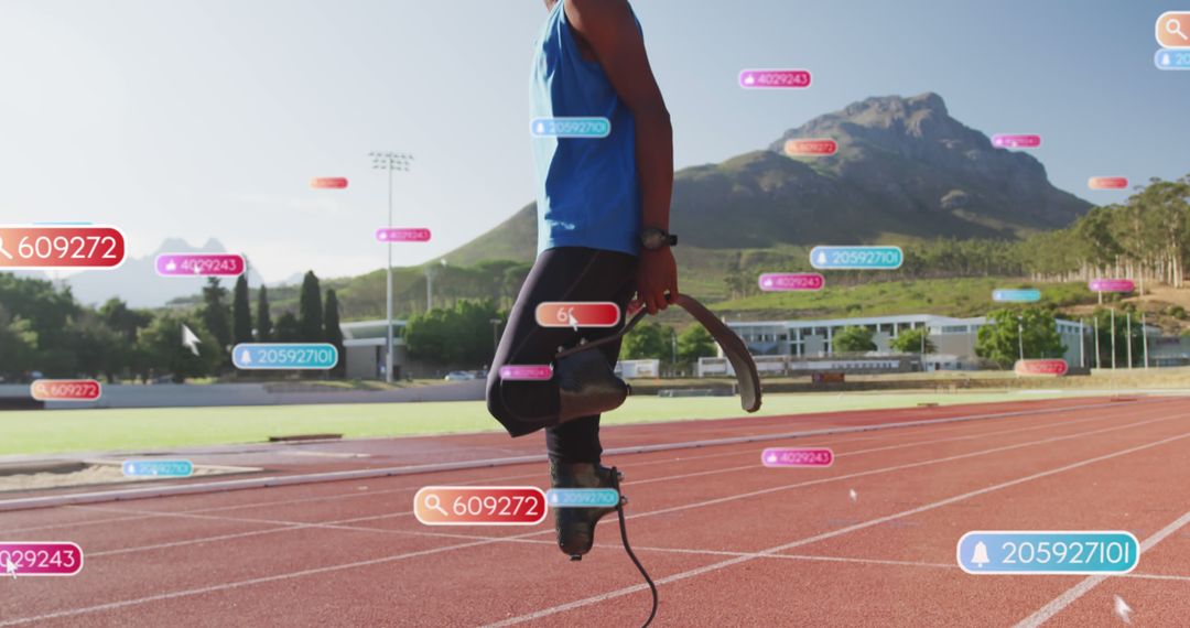 Paralympic Athlete with Prosthetic Leg Stretching on Track - Free Images, Stock Photos and Pictures on Pikwizard.com