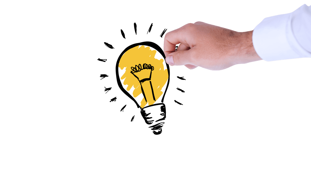 Transparent Hand Drawing Light Bulb Symbolizing Ideas