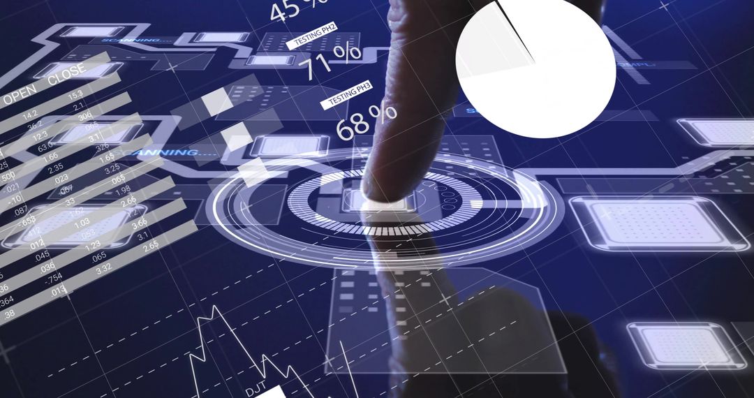 Hand Interacting with Futuristic Digital Holographic Interface