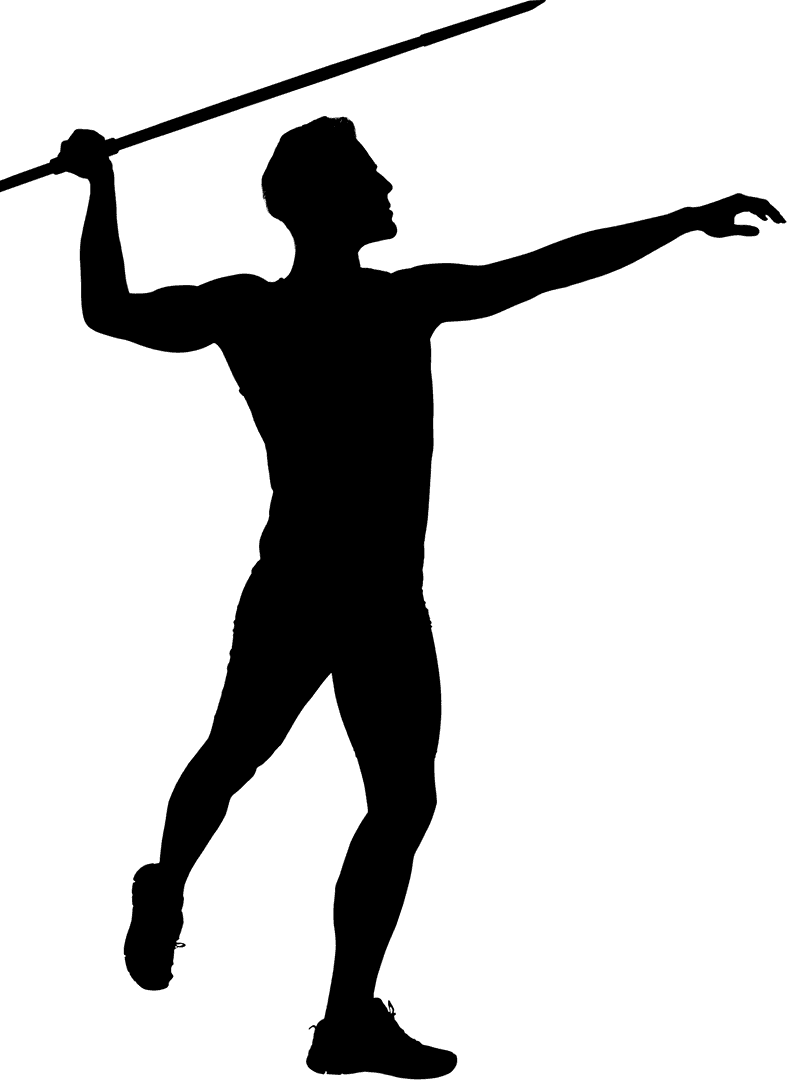 Transparent Silhouette of Male Javelin Thrower in Action