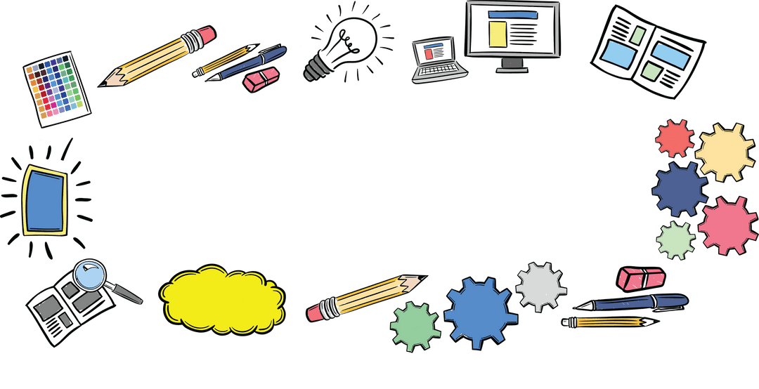 Creative Frame with Various Transparent Computer Icons Surrounding Text - Download Free Stock Images Pikwizard.com