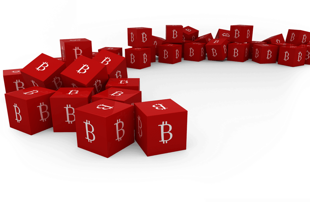 Seamless Looping Transparent Red Cube Bitcoin Future