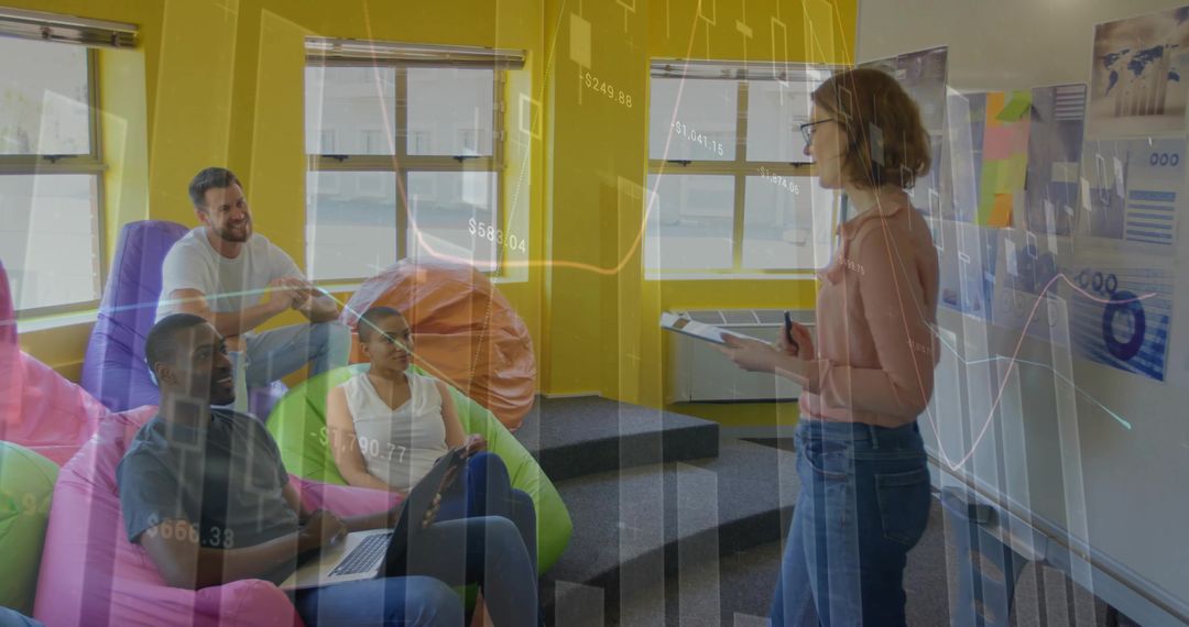 Innovative Office Meeting with Strategic Digital Analysis Concepts