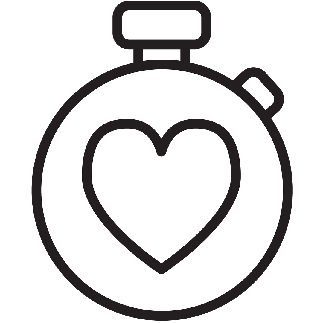 Stopwatch Icon with Heart Symbol on Transparent Background
