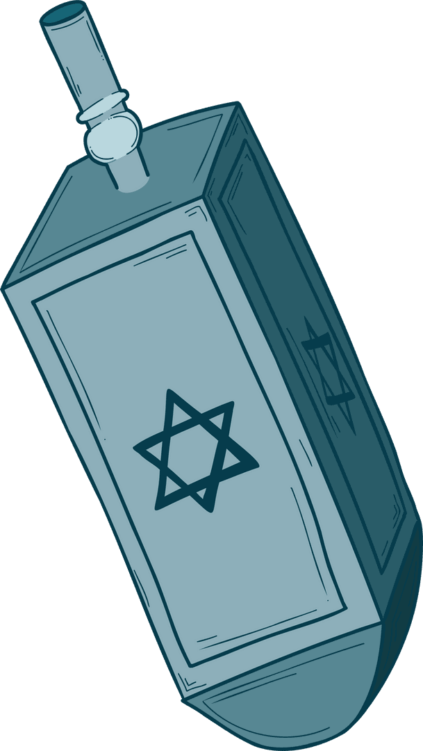 Floating Dreidel Icon on Transparent Background with Star of David