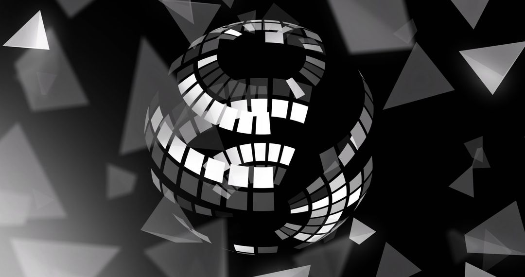 Abstract Technology Globe with Floating Triangles