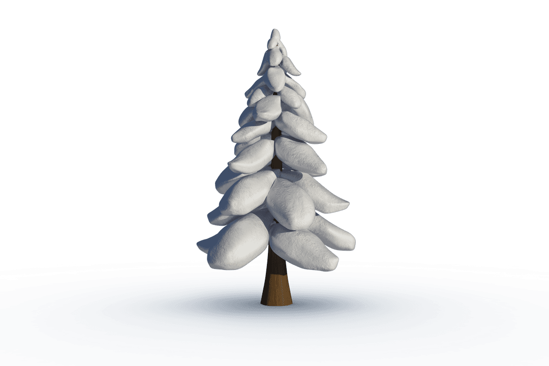 Isolated Digital Illustration of Snowy Tree on Transparent Background