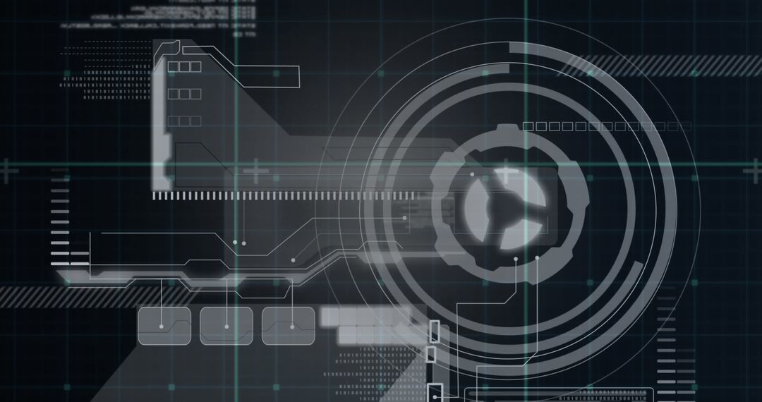 Futuristic Interface Display with Data Grids