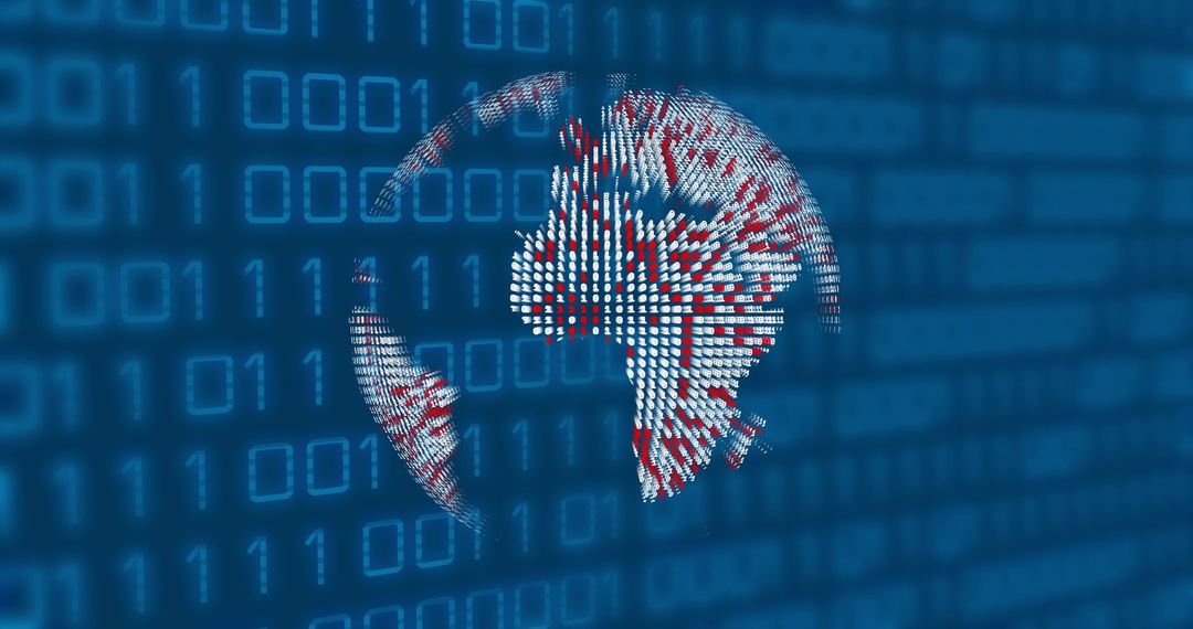 Futuristic Digital Globe with Binary Codes in Cyberspace