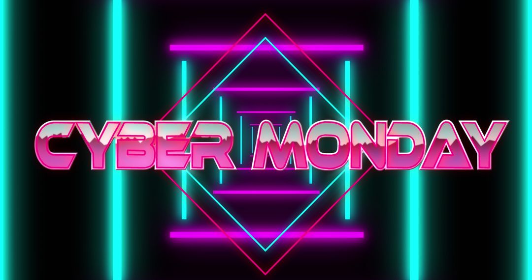 Cyber Monday Neon Tunnel Graphic with Futuristic Flair