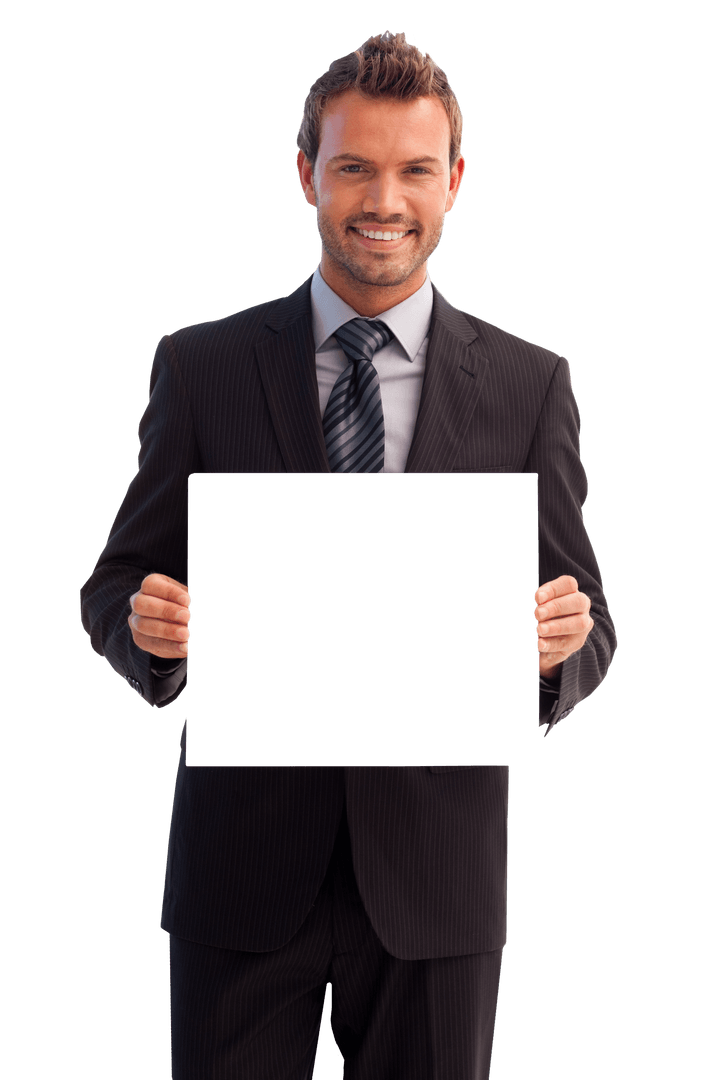 Business Professional Showing Blank Transparent Card