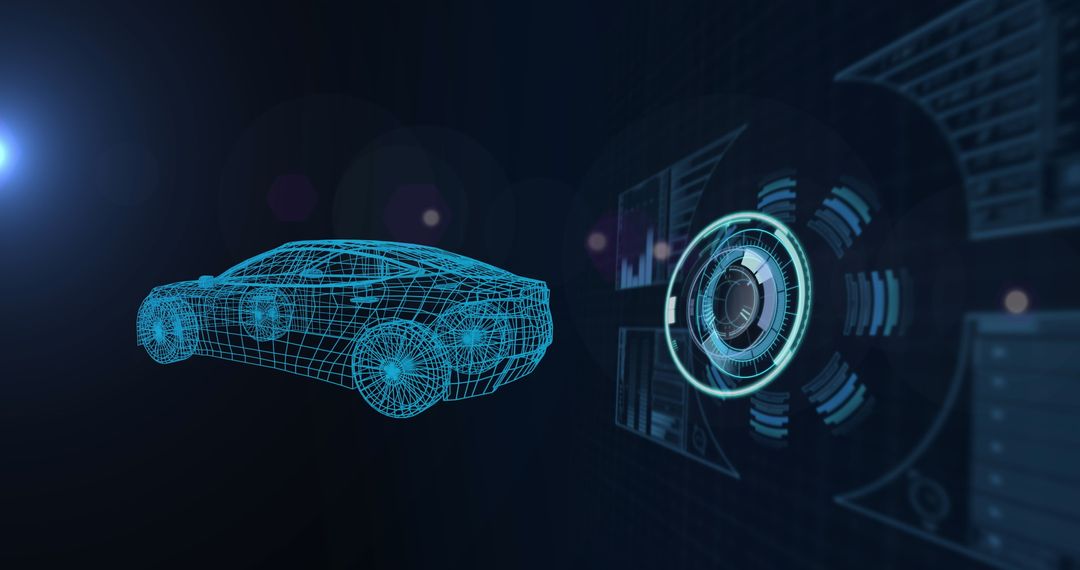 Digital Blueprint of Car with Data Overlay