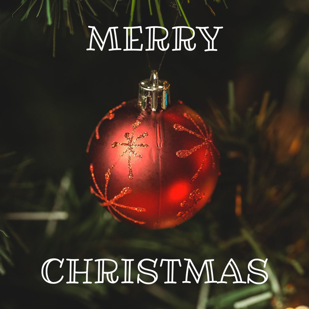 Festive Red Christmas Ornament on Holiday Tree