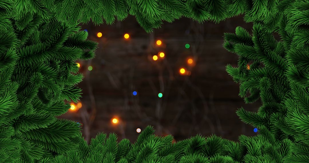 Festive Christmas Tree Border with Glowing Lights