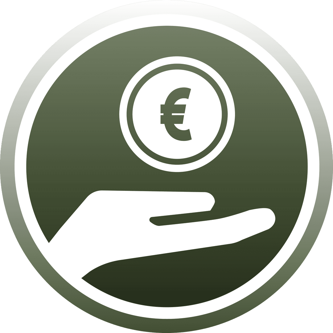 Transparent Euro Coin in Hand Symbol for Finance