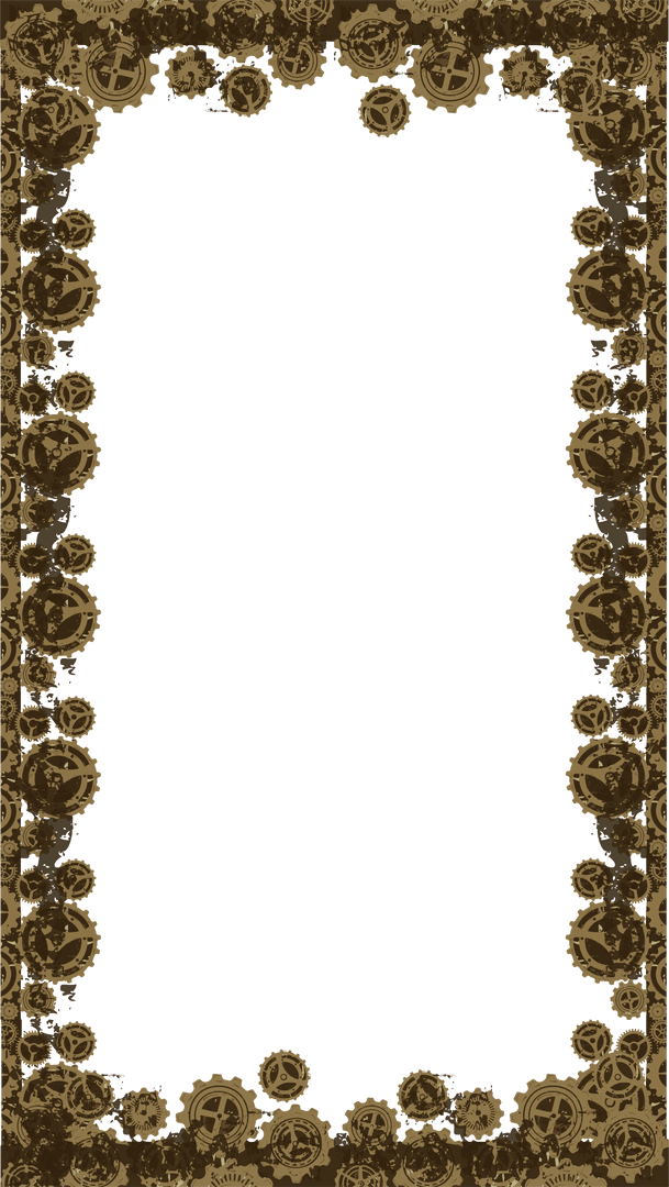 Steampunk Gear Border with Transparent Background and Teal Panel
