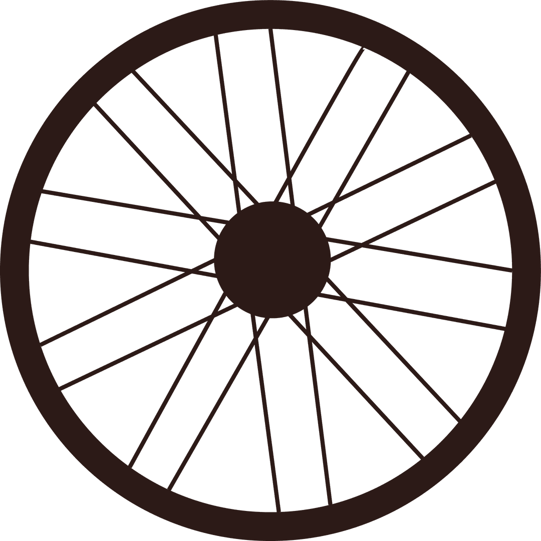 Bicycle Wheel Icon with Spokes and Hub on Transparent Background