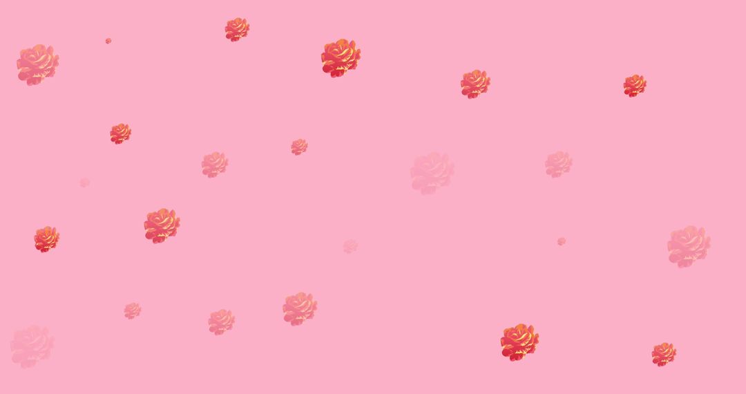 Delicate Red Roses Spread on Soft Pink Background