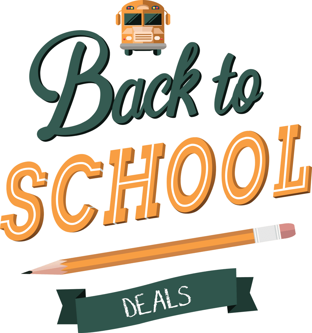 Colorful Back to School Deals Design on Transparent Background