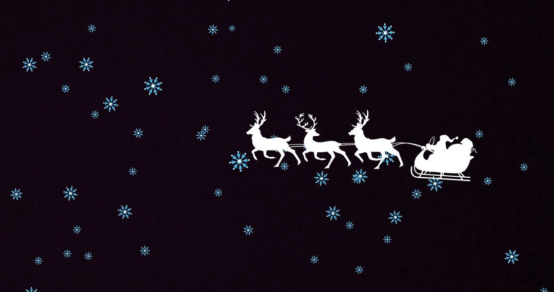 Santa Claus Sleigh and Reindeer Silhouette on a Snowfall Night - Free Images, Stock Photos and Pictures on Pikwizard.com