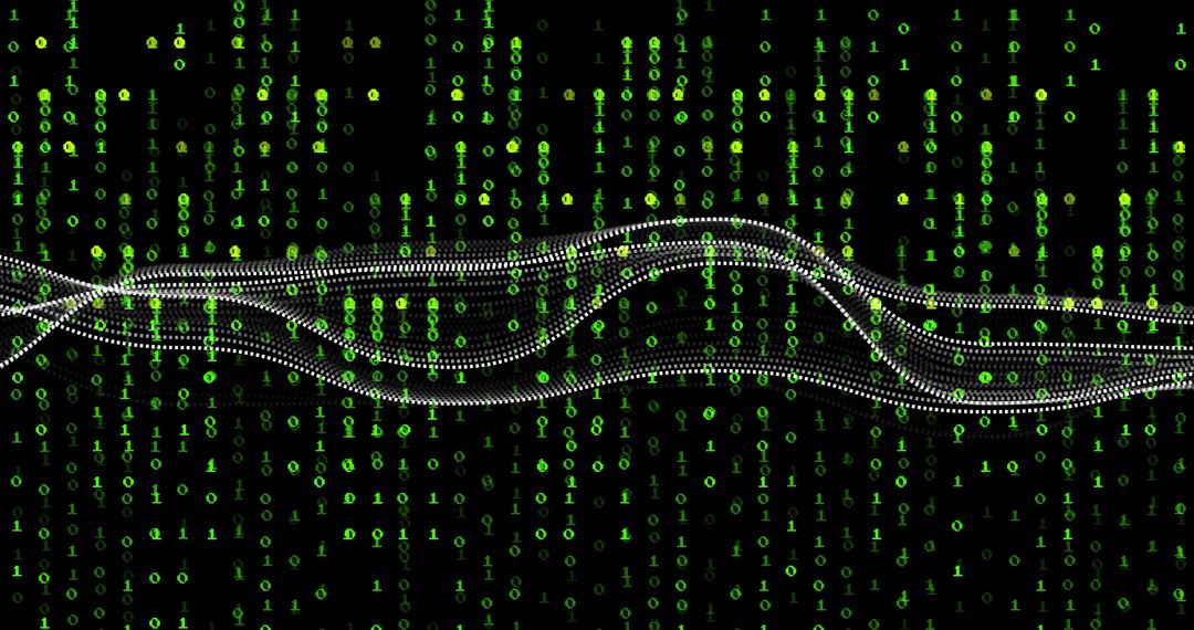 Futuristic Binary Code Background with Digital Waves