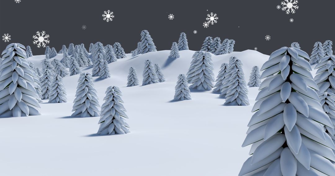 Snow Covered Fir Trees in Serene Winter Landscape