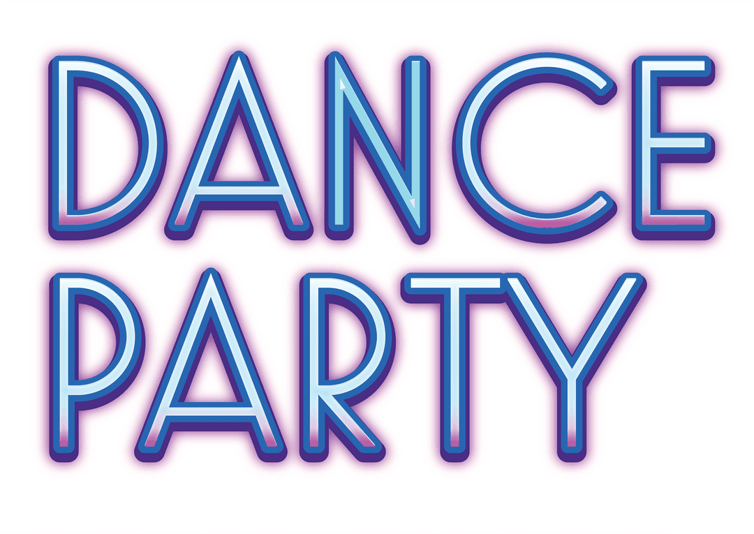 Vibrant Dance Party Text on Transparent Background