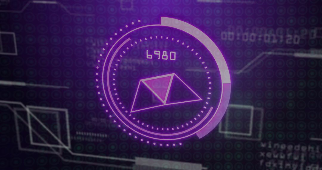 Futuristic Digital Visualization with Geometric Shapes and Numerical Display