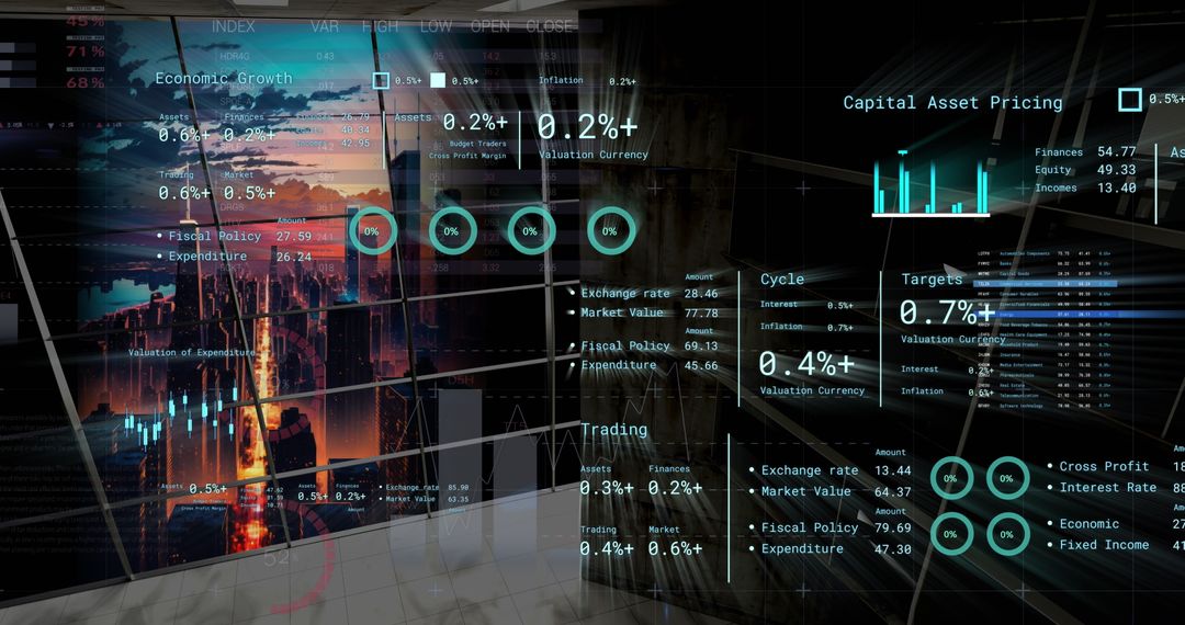 Digital Data Processing with Modern Cityscape Overlay