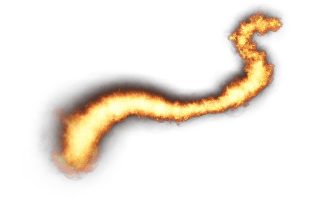 Glowing Curved Fire Element with Transparent Background
