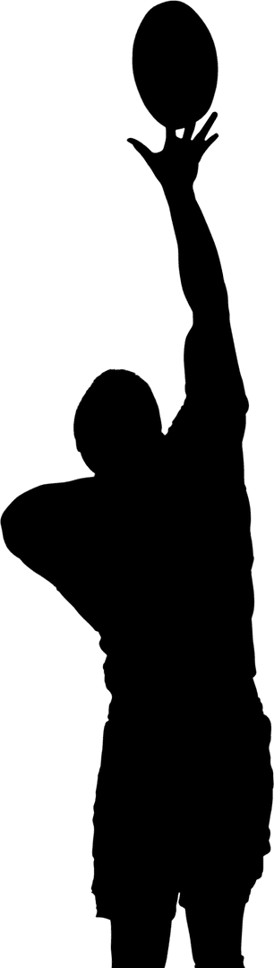Transparent Silhouette of Player Catching Rugby Ball