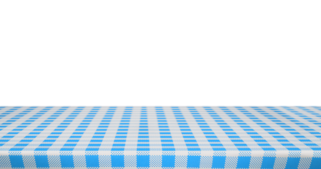 Transparent Blue and White Checkered Tablecloth Surface Mockup