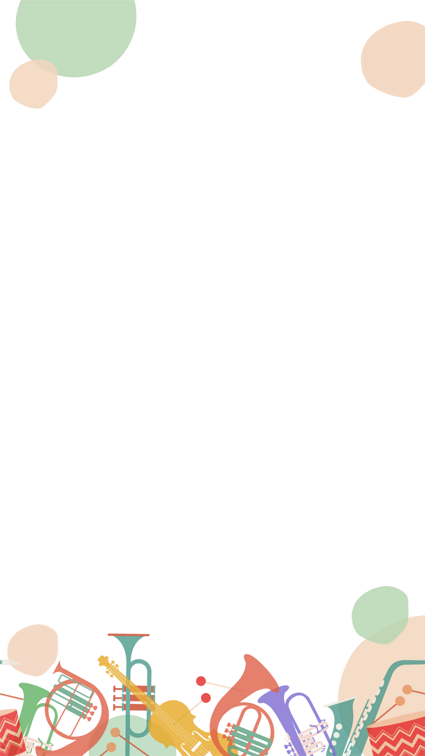 Vibrant Music Instrument Border on Transparent Background