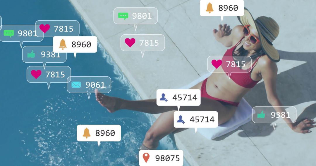 Digital Influence Relaxing by Poolside