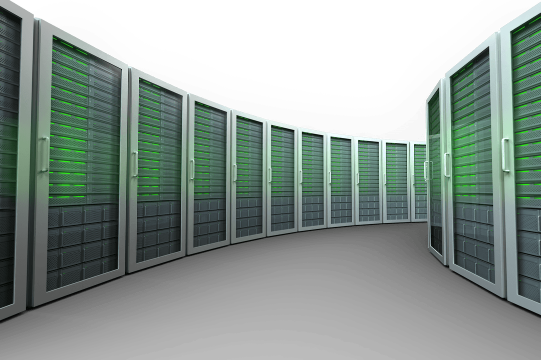 Transparent Illustration of Server Room on Digital Background