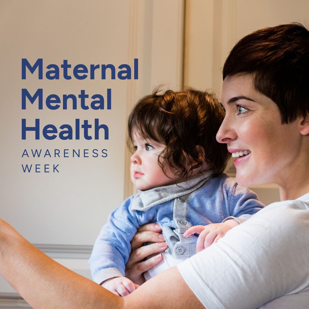 Caucasian Mother with Baby Promoting Maternal Mental Health Awareness - Download Free Stock Templates Pikwizard.com