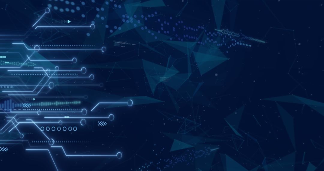 Digital Interface with Circuit Patterns on Blue Background
