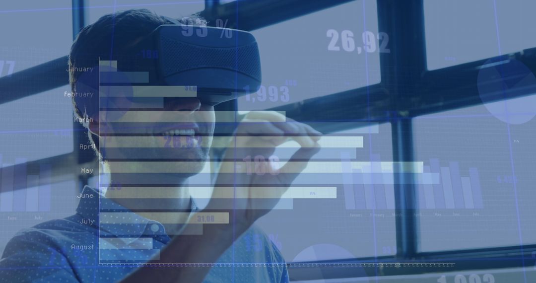Man Engaging with Virtual Reality Data Interfaces