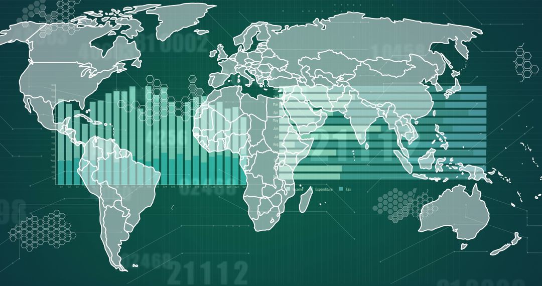 Digital World Map Overlay with Data Visualization