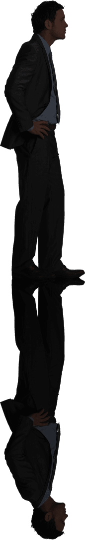 Transparent Side View Caucasian Businessman with Reflection