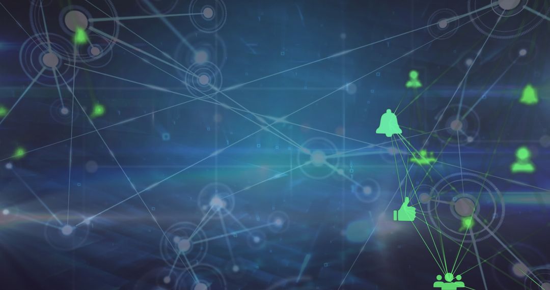 Abstract Digital Network with Technology Icons and Connections