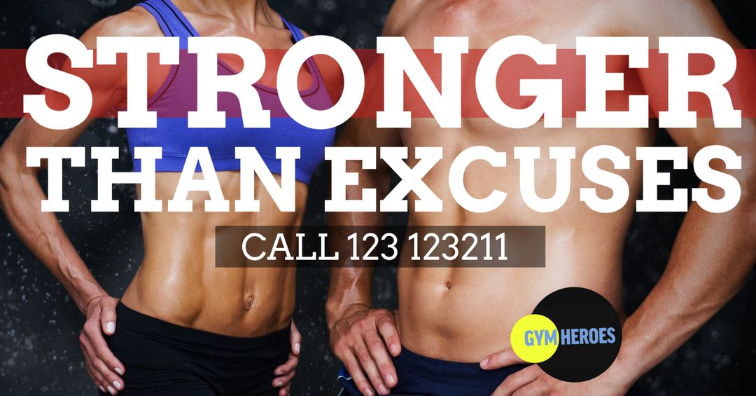 Motivational Fitness Ad with Fit Couple Showcasing Toned Bodies - Download Free Stock Templates Pikwizard.com