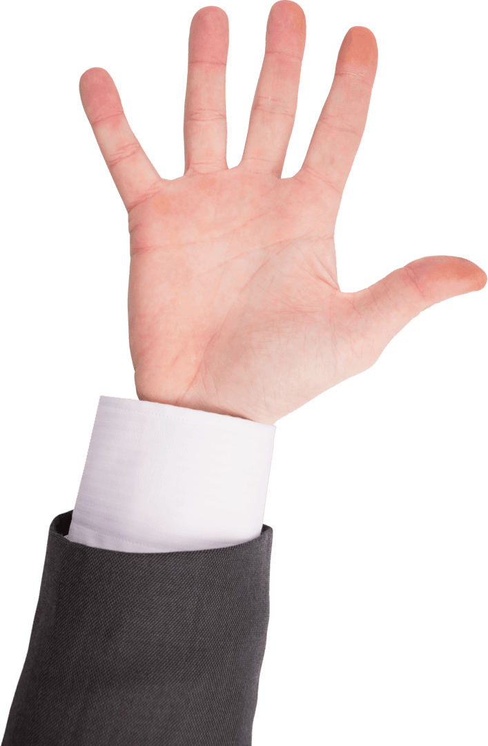 Transparent Businessman's Open Hand Gesture Symbolizing Opportunities