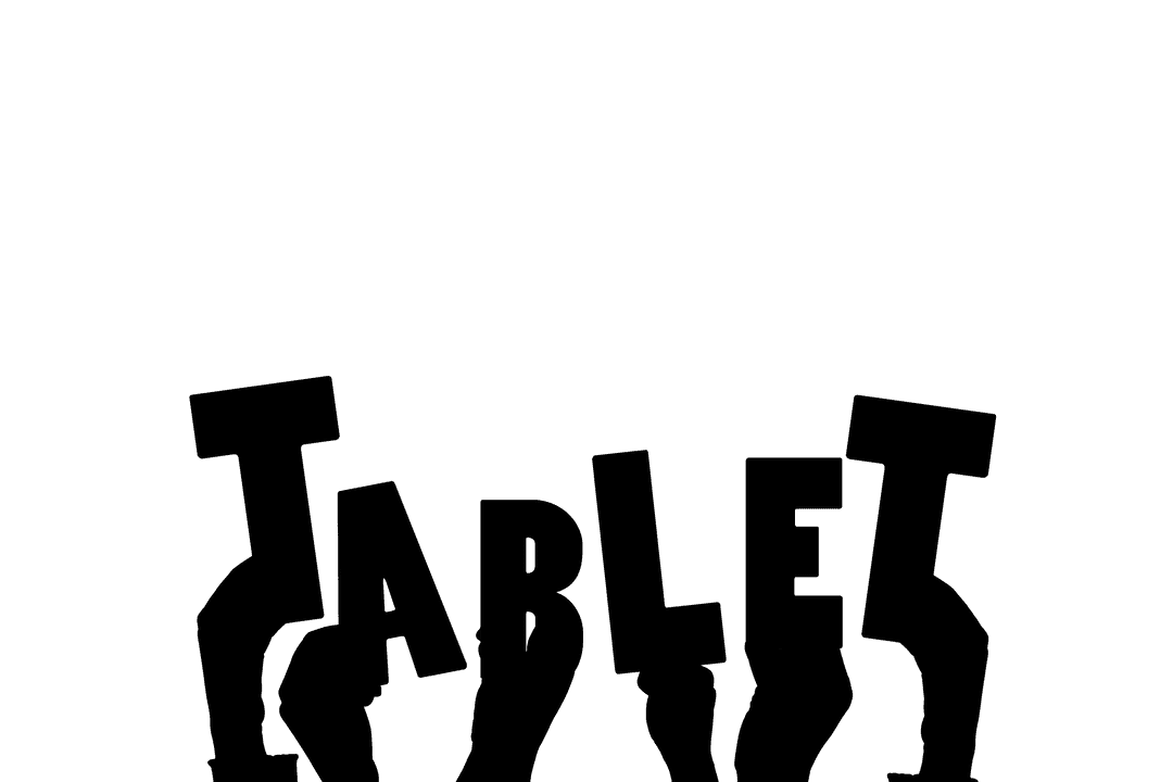 Digital Tablet Symbol with Inspirational Text Transparent Design