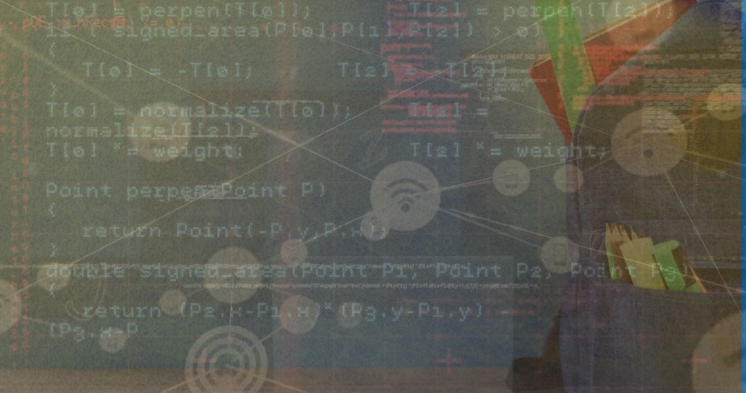 Digital Education Concept with Data Overlay on School Supplies