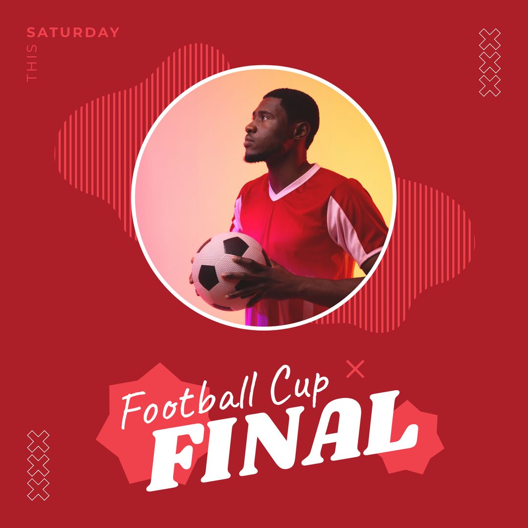 African American Male Player Holding Football Cup Final Announcement - Download Free Stock Templates Pikwizard.com