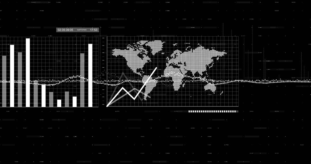 Futuristic Digital Dashboard Overlay with Data Visualizations
